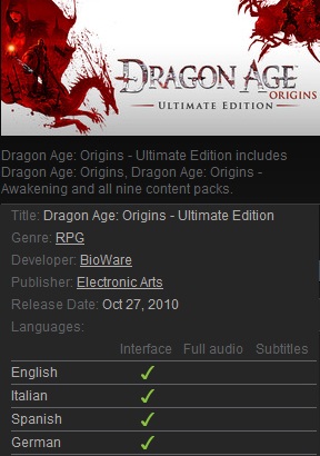 Dragon Age: Origins - Ultimate Edition Origin - Click Image to Close